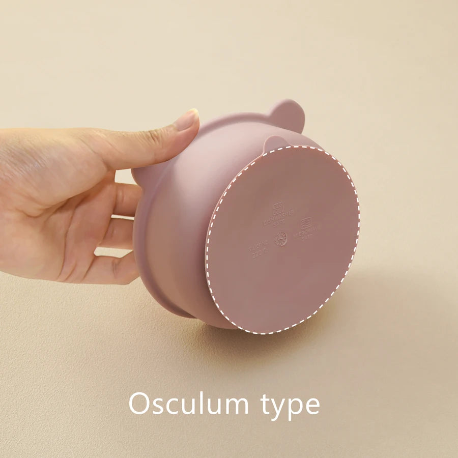 1pc silicone utensílios de mesa do bebê sucção jantar conjunto comer treinamento coisas do bebê dos desenhos animados bonito urso forma tigela criança utensílios de mesa