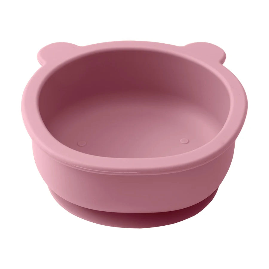 1pc silicone utensílios de mesa do bebê sucção jantar conjunto comer treinamento coisas do bebê dos desenhos animados bonito urso forma tigela criança utensílios de mesa