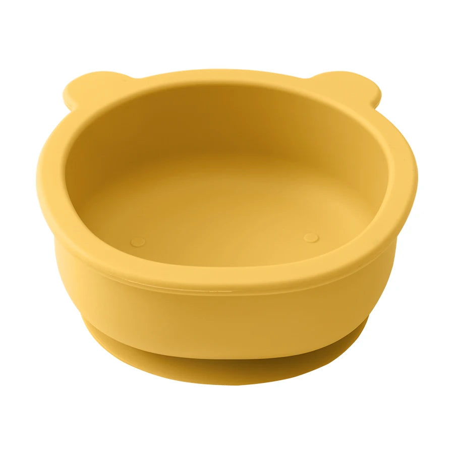 1pc silicone utensílios de mesa do bebê sucção jantar conjunto comer treinamento coisas do bebê dos desenhos animados bonito urso forma tigela criança utensílios de mesa