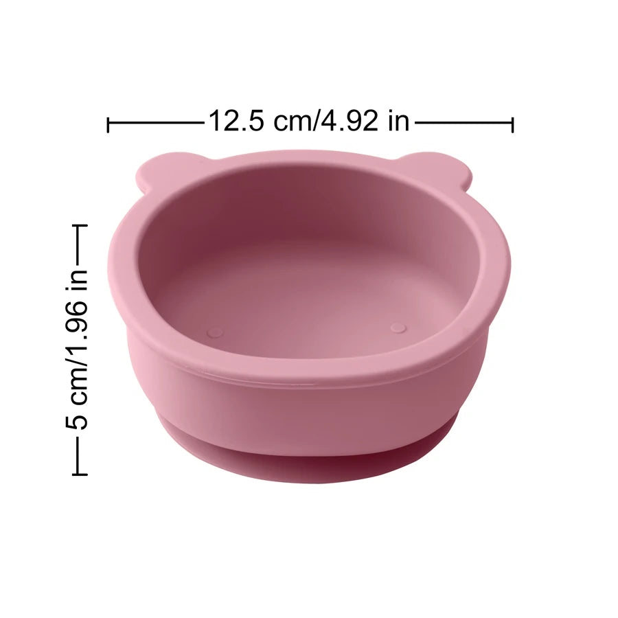 1pc silicone utensílios de mesa do bebê sucção jantar conjunto comer treinamento coisas do bebê dos desenhos animados bonito urso forma tigela criança utensílios de mesa